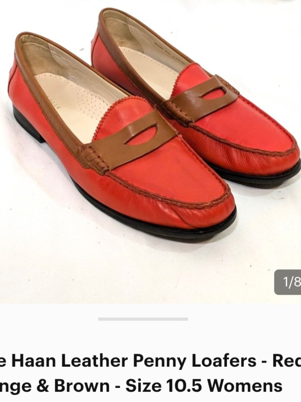 COLE HAAN LEATHER LOAFERS.